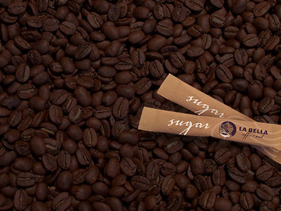 La Bella Sugar Pack Study beans coffee la bella logo packaging sugar