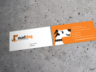 MadDog Productions Business Cards business cards character dog illustration logo maddog productions