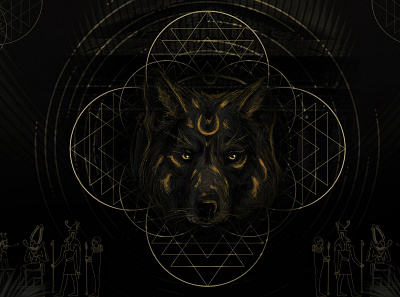 Hungry Wolf art black egypt gold golden poster trending wolf
