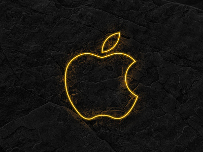 Neon Apple - On Rock apple logo neon rock