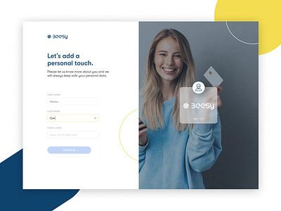 Beesy Onboarding process account banking clean color finance fintech form input input field onboarding onboarding flow onboarding screen registration steps typing uidesign