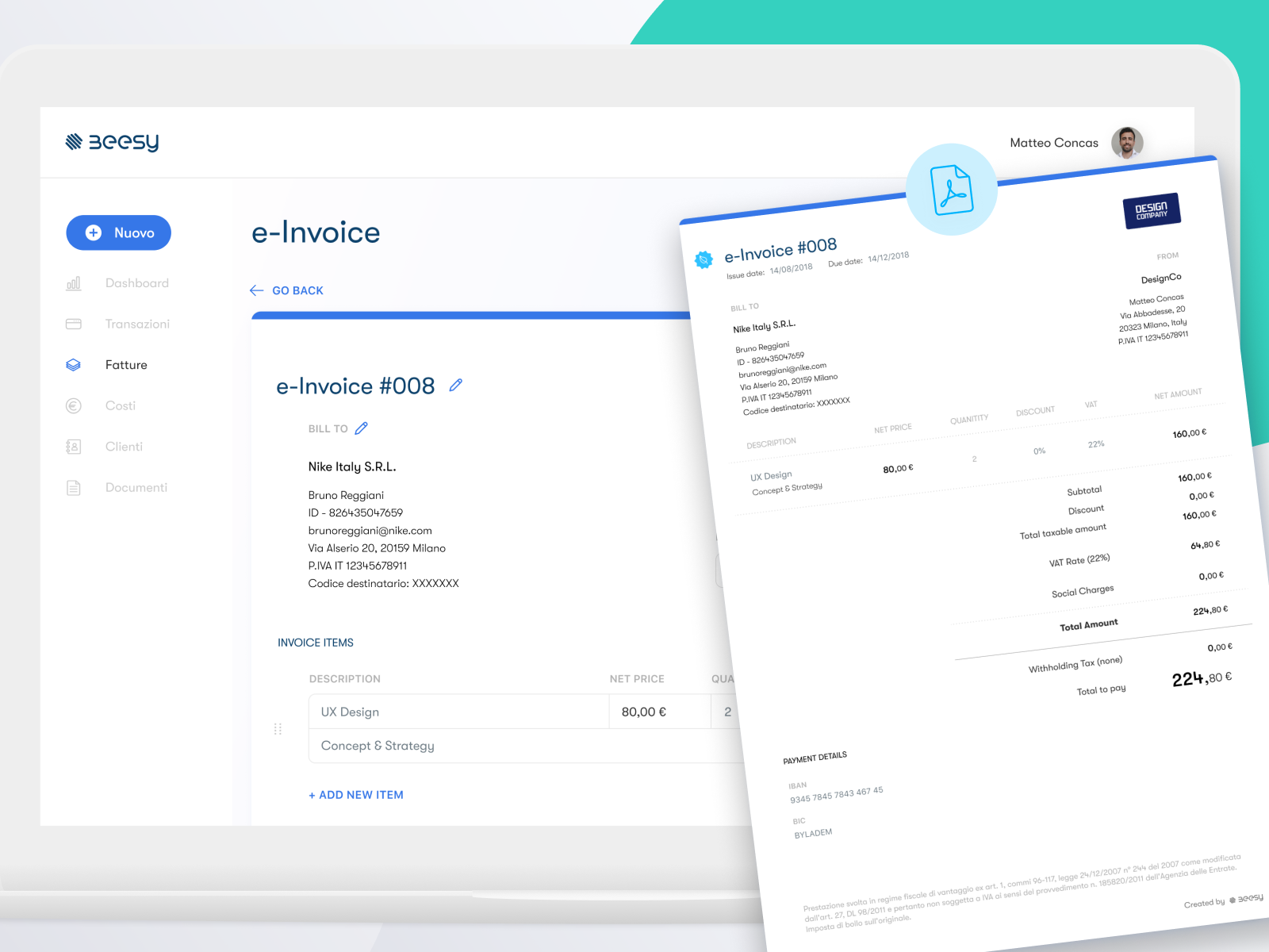 Beesy E-Invoice creation + PDF preview by Beesy on Dribbble