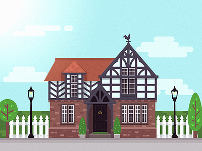 Dream House :) cartoon flat home house illustration rooster sky sunny tree