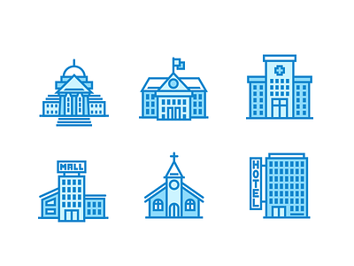 Blue Icons building icon icons illustrator line pack set stroke