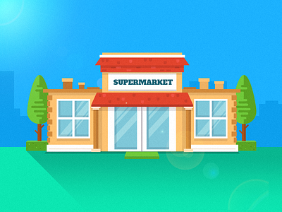 Supermarket building flat illustration illustrator shop simple supermarket