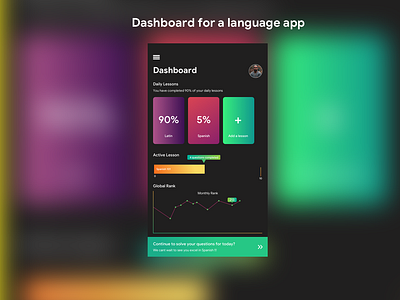 Dashboard For Language App app black black and blue branding design flat logo typography ui ux