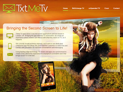 TxtMeTV Home Page interactive mobile photoshop tribal website