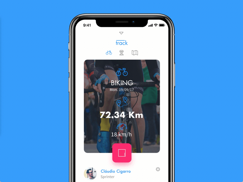Menu concept for IOS app - Iphone X bike fitness icons iphonex km menu notch outline settings sport track