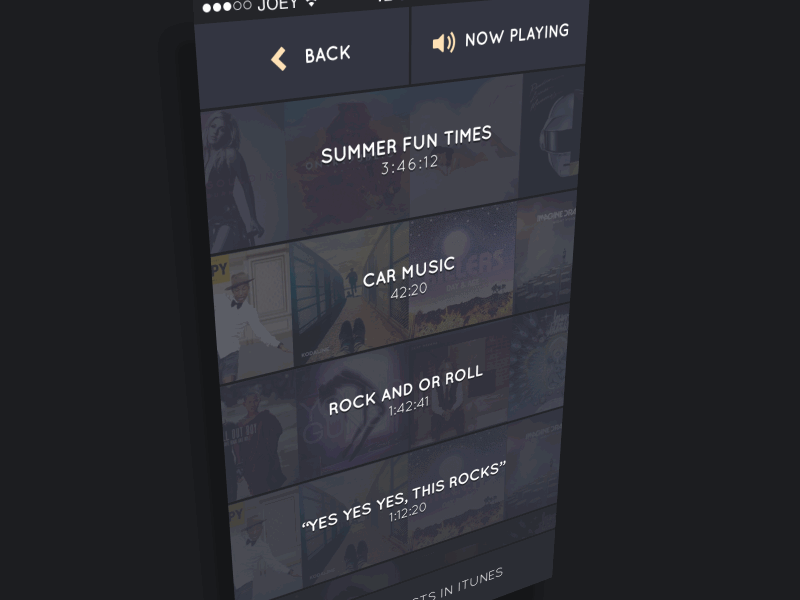 Playlist Select Demo album animation buttons gif music player transition ui