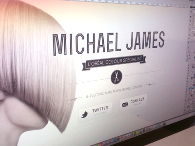 Michael James Hair Draft email hair logo photo preview responsive ribbon single page twitter