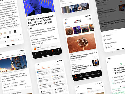 Skyur.app: Wireframes animation articles feed interaction ios app medium members nakedscience news app nocode rss rss app skyur.app subscribe tags techcrunch usatoday wireframes