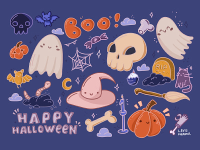 Boo 👻 art cute fun funny design doodle flat illustration halloween illustration nice stickers