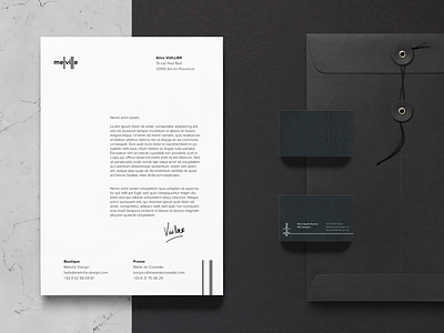 Melville Design – Stationery and business card and black brand branding business card design elegant furniture graphic design light lines melville paper photography print signature stationary white