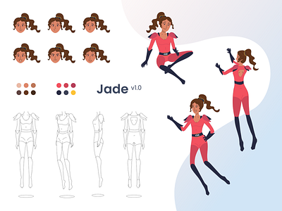 Jade, character illustrations – Artificial intelligence ai artificial character design drawing ill illustration intelligence jade power superhero