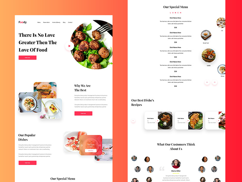Restaurant Landing Page by Muhsina Miti on Dribbble