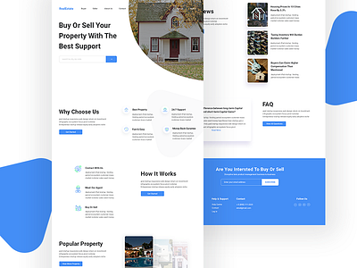 Real Estate Landing Page Design blue clean ui landing page layout real estate ui ux web webdesign website