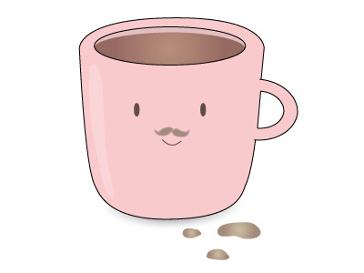 Coffee cup coffee cup cute illustration moustache pink