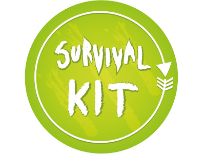 Survival Kit -sticker bold circle green illustration kit simple sticker survival typography vector