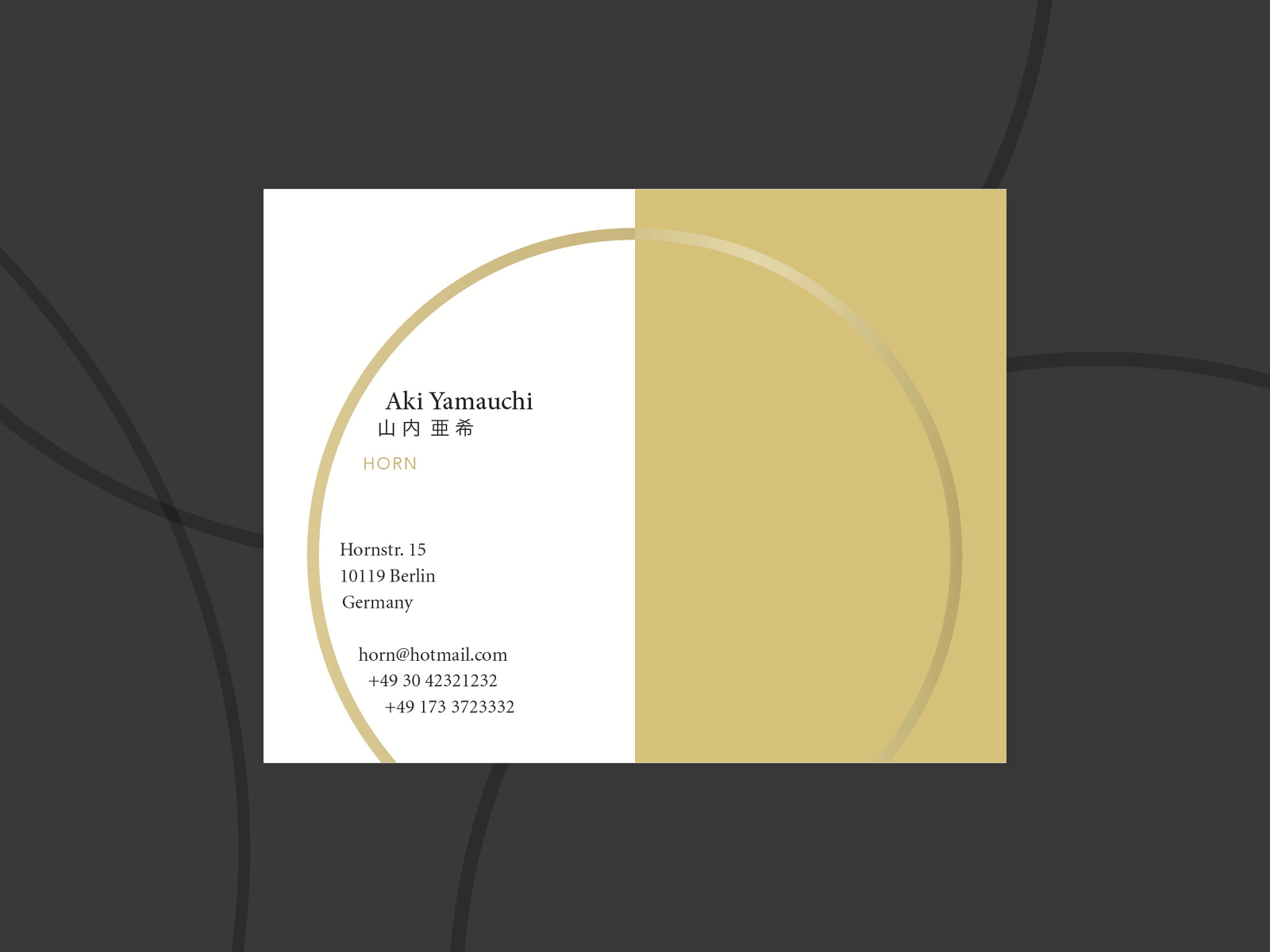 business card | horn player business card design circle geometric gold minimal print