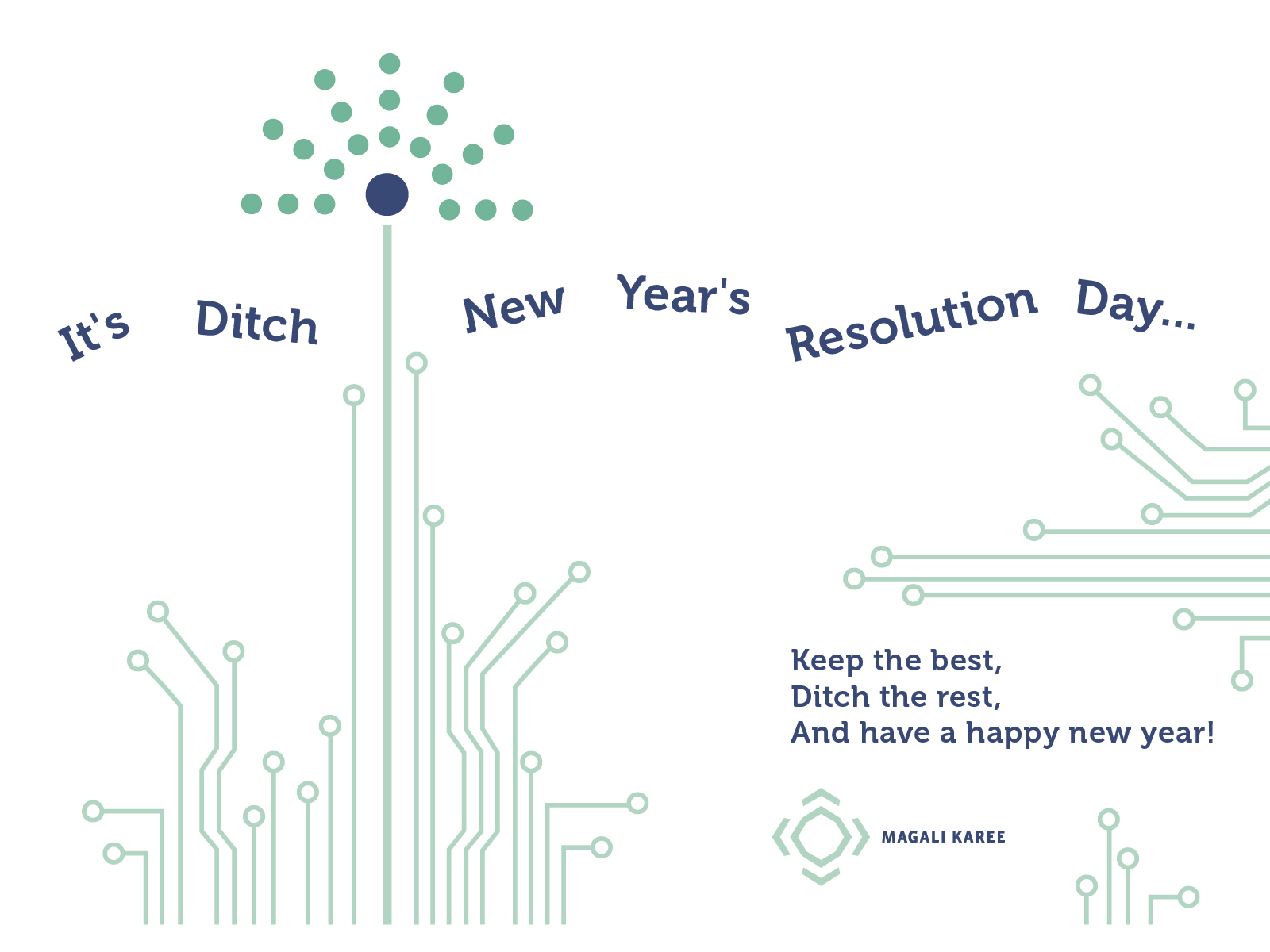 It’s Ditch New Year’s Resolution Day branding graphic design greeting card new year translator