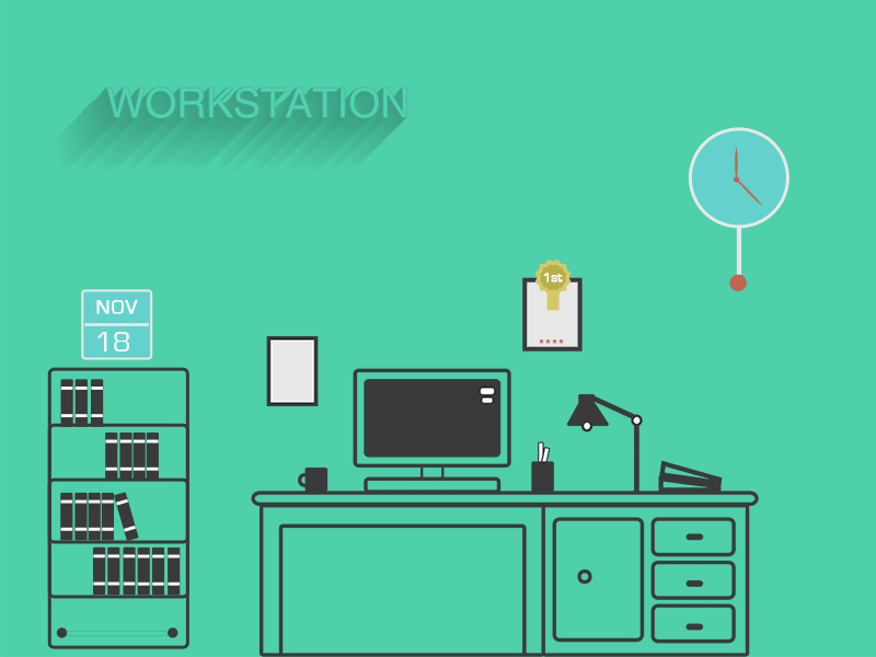 Workstation animation flat gif illustration lines practice