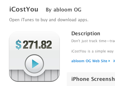 iCostYou in the App Store app icon iphone