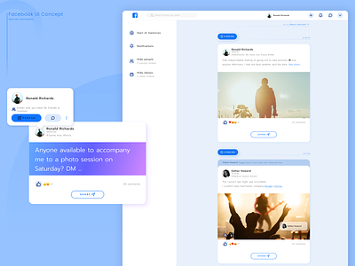 Facebook UI Concept design facebook memories minimal pastel color profile redesign ui