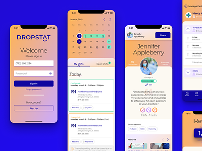 Dropstat - mobile app app medical mobile scheduling staffing ui ux
