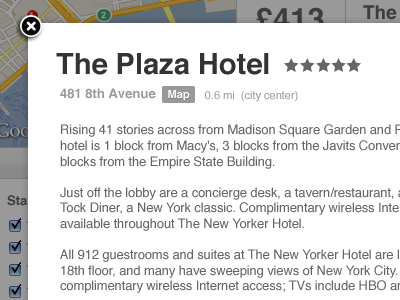 Hotel Comparison: Information overlay