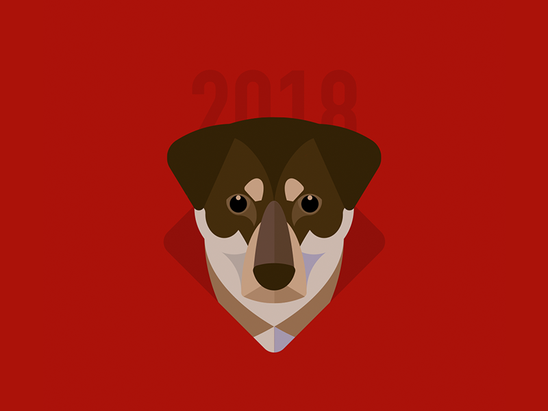 Year of the Dog 3/3 minimal red illustration new year animal chinese new year dog
