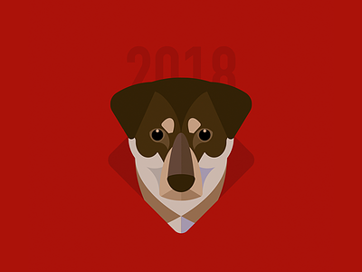 Year of the Dog 3/3 animal chinese new year dog illustration minimal new year red