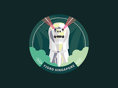 Fjord Singapore Studio Sticker fjord flat forest green illustration merlion singapore statue sticker tropical vector