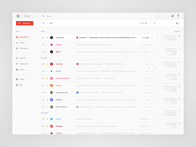 Google Gmail Redesign (WIP Concept) concept gmail google inbox redesign ui user experience user interface ux