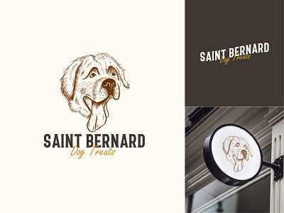 Vintage Saint Bernard Logo Design animal care dog dog treats hand drawn logo saint bernard vector vintage logo