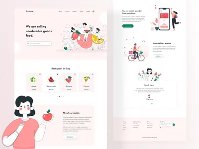 Non-durable Goods landing page design 2020 trends branding creative design dribbble best shot ecommerce foods goods interface interface design landing page minimal typography ui kit uiux uiux web designer web ui web ui kit website website design