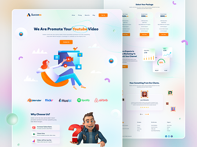 Marketing Agency 3d agency colorful gradient illustration landing page marketing marketing landing page product seo social media typography ui uiux website