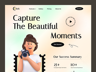 Photography Web Landing Page 3d 3d illustration agency camera cameraman event homepage illustration landing page mockup photographer photography photoshoot picture ui uiux web ui website