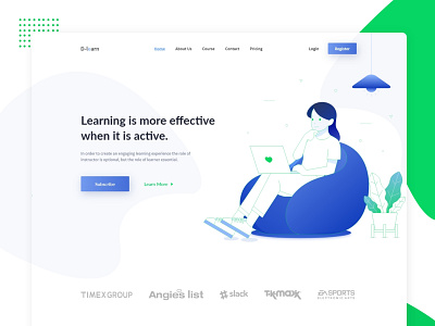 E-learning Landing page creative design e learning illustration landing page psd design ui uiux ux design webdesign