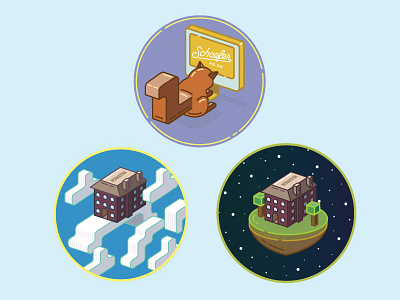 Inprog Schaefer Illustrations brand cube illustration isometric modern stickers style