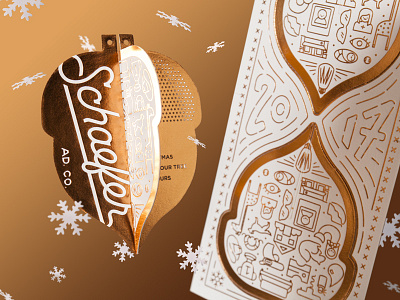 Schaefer Christmas Card card christmas foil icon illustration monoline ornament packaging photography
