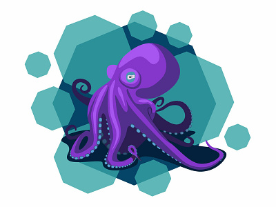 Purple octopus illustration ocean octopus purple turquoise vector