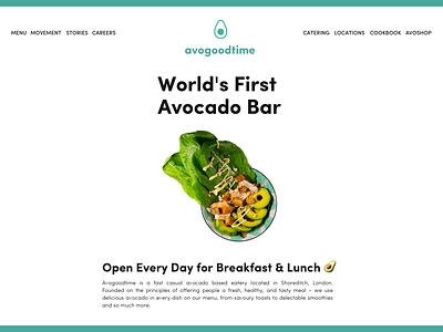 Avogoodtime restaurant mockup avocado design illustration minimal typography ui ui ux ux web design