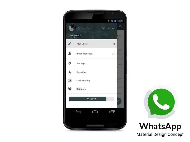 WhatsApp Material Design Concept by Dominik Biedebach on Dribbble