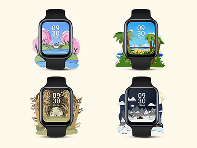 watchface：The Season In Paper illustration smartwatch watchface