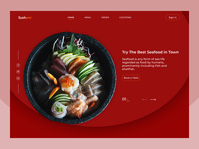 Seafood Restaurant Landing Page design food icon logo trendy typography ui ux web website