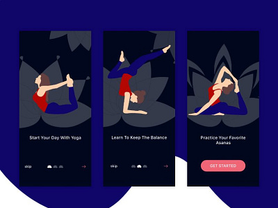 Yoga App app button dark design illustration ui ux yoga