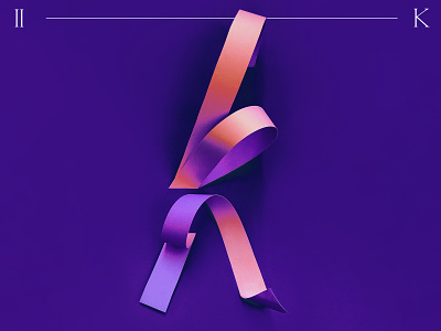 K | 36 days of type 36 days of type 36daysoftype branding customtype design gradient graphic design handcrafted handlettered illustration iridescence paper paper art papercut ribbon sculpture illustration typism typo typography violet