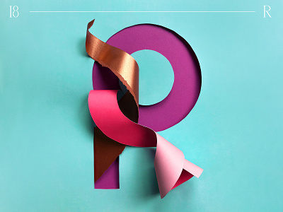 R | 36 days of type 36 days of type 36daysoftype 3d 3dart branding colorful craft design graphic design handlettered illustration monogram paper paper art papercut pastel color popcolor shape typography visual art