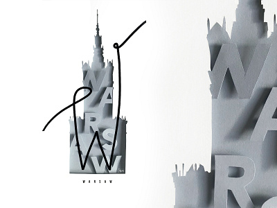 Warsaw (Palace of Culture and Science) | Papercut Illustration architecture building craft cut out design graphic design handlettered handmade illustration letter paper paper cutting papercut poster sculpture illustration shadow typo typography warsaw warszawa