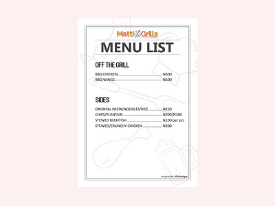 Matti Grills Menu List